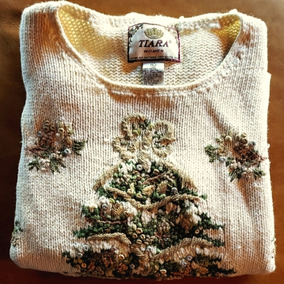 TIARA INTERNATIONAL Christmas Tree Knit Sweater 18-20 EVC - Picture 9 of 9